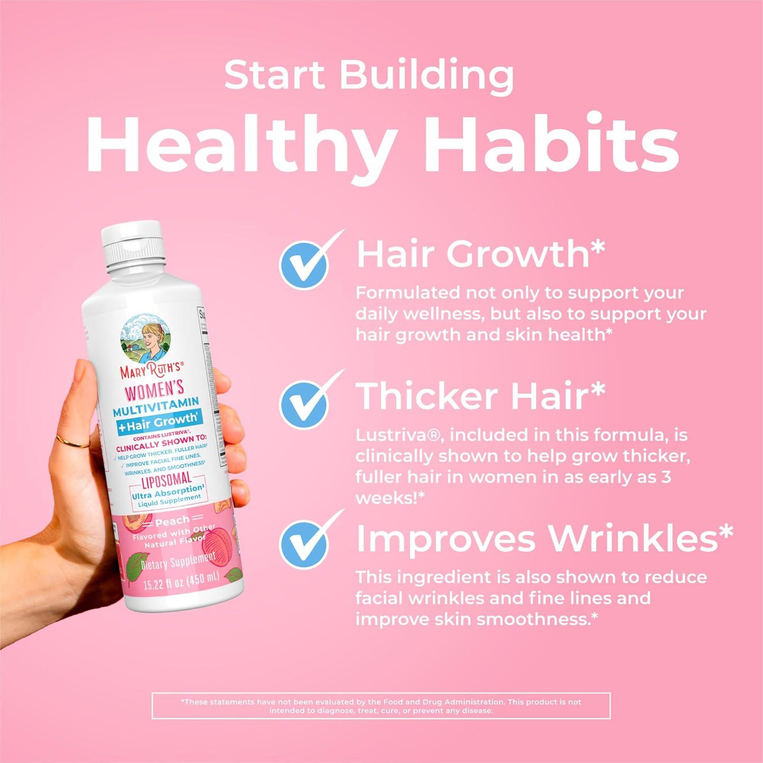 imageMaryRuths Womens Multivitamin  Hair Growth Liposomal Peach ampamp Liquid Nighttime Multimineral Coconut 15oz  Clean Label Project Verified  Vegan  Beauty Bedtime Routine ampamp Overall Health