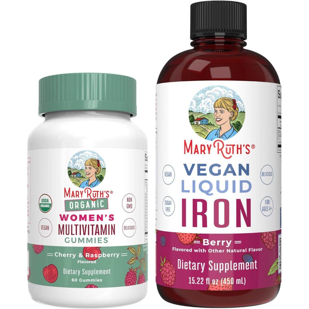 imageMaryRuths Multivitamin Gummies for Women Cherry ampamp Raspberry ampamp Iron Liquid Supplement Berry  Clean Label Project Verified  USDA Organic Vegan NonGMO  Beauty Immunity ampamp Overall Health