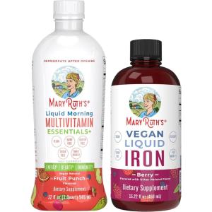 imageMaryRuth Organics Liquid Morning Multivitamin Fruit Punch ampamp Iron Liquid Berry  Clean Label Project Verified  Vitamins for Energy Immunity ampamp Overall Health  Vegan NonGMO Gluten Free