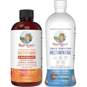 imageMaryRuths Liquid Morning Multivitamin Hair Growth Peach Mango 15oz ampamp Nighttime Multimineral Coconut 15oz  Clean Label Project Verified  Vegan NonGMO  Beauty Bedtime Routine ampamp Wellness