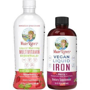 imageMaryRuths Liquid Morning Multivitamin Strawberry ampamp Iron Liquid Berry  Clean Label Project Verified  Vitamins for Energy Immunity ampamp Overall Health  Vegan NonGMO Gluten Free