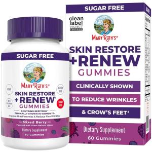 imageMaryRuths Skin Restore  Renew Gummies  Clinically Shown in Women to Reduce Fine Wrinkles ampamp Improve Skin Firmness  with Hyaluronic Acid ampamp Vitamin C  Vegan Collagen Production  60 Gummies