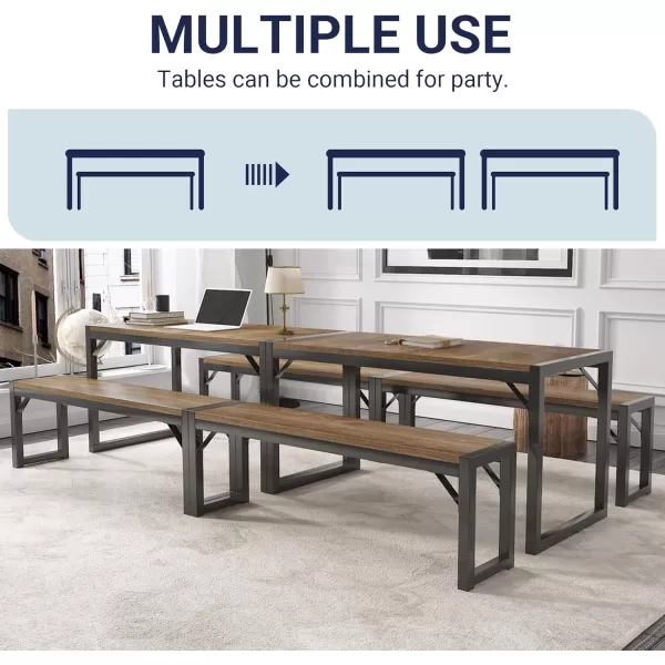 Allewie 3Piece Kitchen Dining Table Sets with Benches Sturdy Triangle Structure SpaceSaving Multifunctional for Dining RoomLiving RoomStudio Maple Brown ampamp WhiteLight Brown  Grey