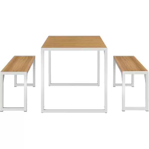 Allewie 3Piece Kitchen Dining Table Sets with Benches Sturdy Triangle Structure SpaceSaving Multifunctional for Dining RoomLiving RoomStudio Maple Brown ampamp WhiteMaple Brown  White