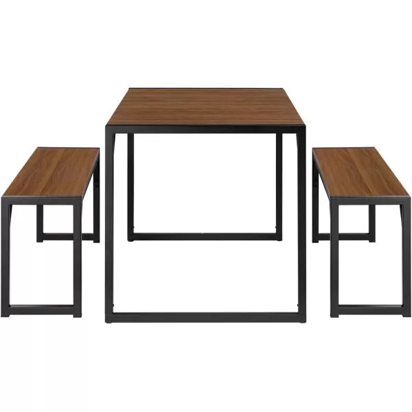 Allewie 3Piece Kitchen Dining Table Sets with Benches Sturdy Triangle Structure SpaceSaving Multifunctional for Dining RoomLiving RoomStudio Maple Brown ampamp WhiteDark Brown  Black