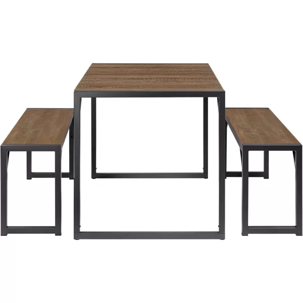 Allewie 3Piece Kitchen Dining Table Sets with Benches Sturdy Triangle Structure SpaceSaving Multifunctional for Dining RoomLiving RoomStudio Maple Brown ampamp WhiteLight Brown  Grey