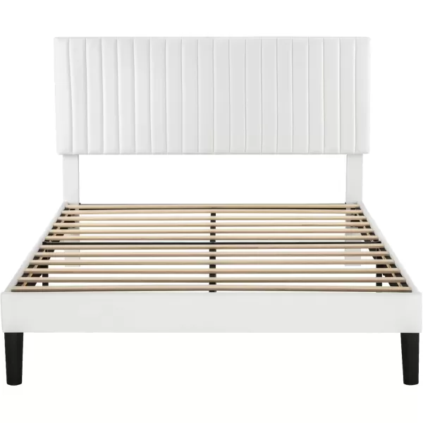 Allewie Queen Bed Frame Velvet Upholstered Platform Bed with Adjustable Vertical Channel Tufted Headboard Mattress Foundation with Strong Wooden Slats Box Spring Optional Easy Assembly GreyOffwhite