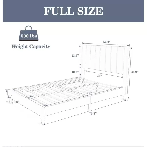 Allewie Queen Bed FrameVelvet Upholstered Bed Frame with Vertical Channel Tufted HeadboardStrong Wooden SlatsPlatform Bed FrameMattress FoundationBox Spring OptionalEasy AssemblyWhiteBlue