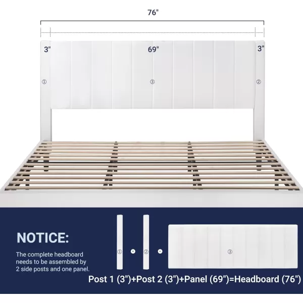 Allewie Queen Bed FrameVelvet Upholstered Bed Frame with Vertical Channel Tufted HeadboardStrong Wooden SlatsPlatform Bed FrameMattress FoundationBox Spring OptionalEasy AssemblyWhiteWhite