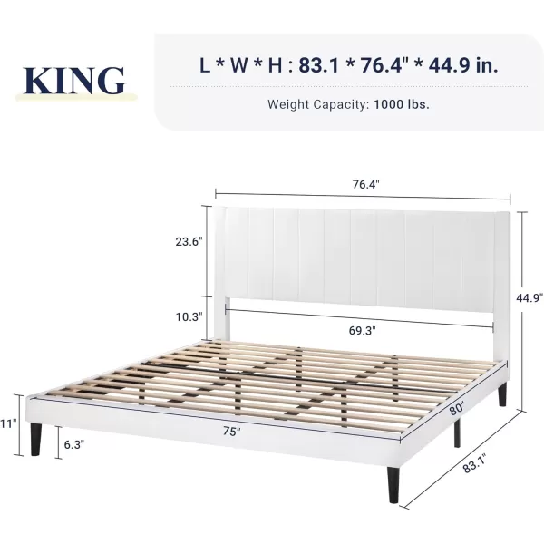 Allewie Queen Bed FrameVelvet Upholstered Bed Frame with Vertical Channel Tufted HeadboardStrong Wooden SlatsPlatform Bed FrameMattress FoundationBox Spring OptionalEasy AssemblyWhiteWhite