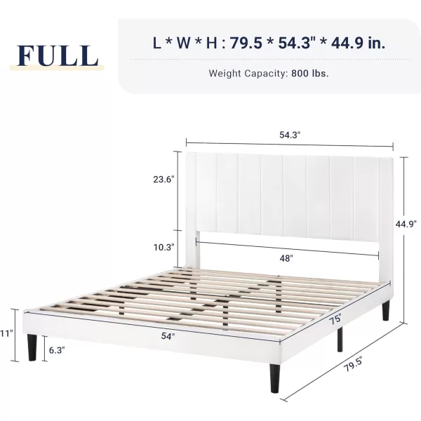 Allewie Queen Bed FrameVelvet Upholstered Bed Frame with Vertical Channel Tufted HeadboardStrong Wooden SlatsPlatform Bed FrameMattress FoundationBox Spring OptionalEasy AssemblyWhiteWhite