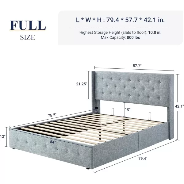 Allewie Queen Size Velvet Lift Up Storage Bed Modern Wingback Headboard Hydraulic Storage No Box Spring Needed BlackBlue Grey