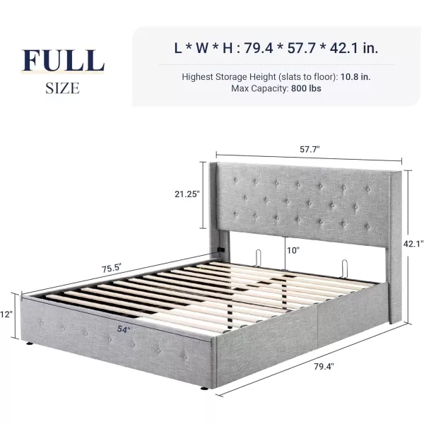 Allewie Queen Size Velvet Lift Up Storage Bed Modern Wingback Headboard Hydraulic Storage No Box Spring Needed BlackLight Grey