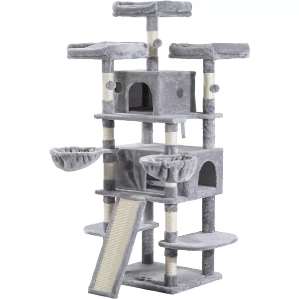 Allewie 68 Inches Cat TreeCat Tree House and Towers for Large CatCat Climbing Tree with Cat CondoCat Tree Scratching PostMultiLevel Large Cat TreeBeigeLight Grey