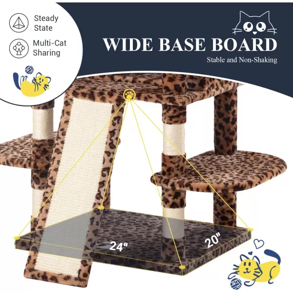 Allewie 68 Inches Cat TreeCat Tree House and Towers for Large CatCat Climbing Tree with Cat CondoCat Tree Scratching PostMultiLevel Large Cat TreeBeigeLeopard Print