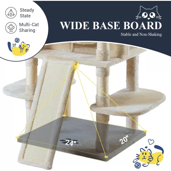 Allewie 68 Inches Cat TreeCat Tree House and Towers for Large CatCat Climbing Tree with Cat CondoCat Tree Scratching PostMultiLevel Large Cat TreeBeigeBeige
