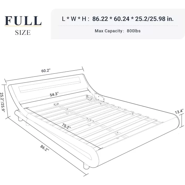 Allewie Queen Size LED Platform Bed Frame with Adjustable HeadboardNo Box Spring NeedEasy AssemblyFaux Leather in GreyGrey