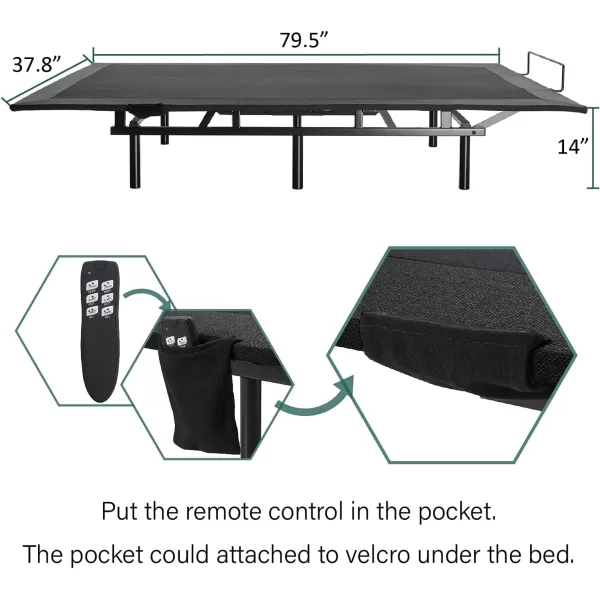 Allewie TXL Size Adjustable Bed Frame with 10 Generation Motor Wireless Remote Head and Foot Incline Intelligent Sleep Aid ZeroGravity High Weight Capacity Easy SelfAssembly UpholsteredTXL