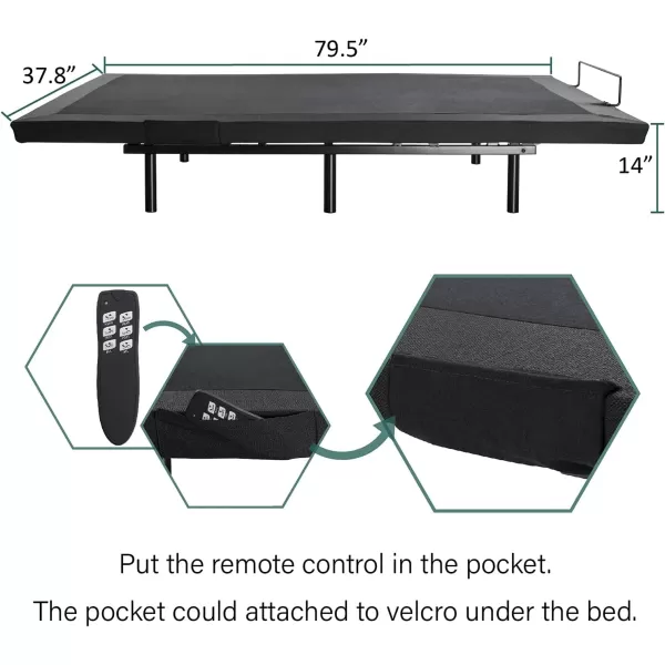 Allewie TXL Size Adjustable Bed Frame with 10 Generation Motor Wireless Remote Head and Foot Incline Intelligent Sleep Aid ZeroGravity High Weight Capacity Easy SelfAssembly UpholsteredTXL