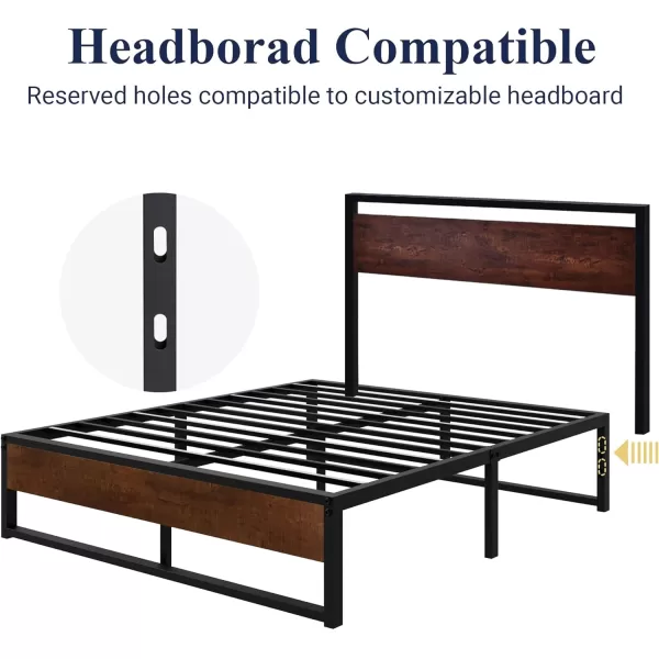 Allewie King Size 14 Inch Metal Platform Bed Frame Mattress Foundation with Metal Slats Support No Box Spring Needed Easy Assembly BlackQueen