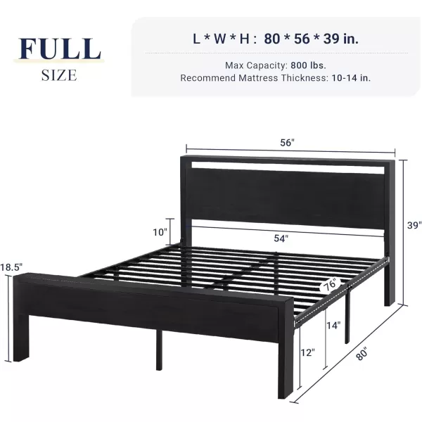 Allewie King Size Platform Bed Frame with Wooden Headboard and Footboard Heavy Duty 12 Metal Slats Support No Box Spring Needed Under Bed Storage NonSlip Without Noise Easy Assembly WalnutBlack Oak