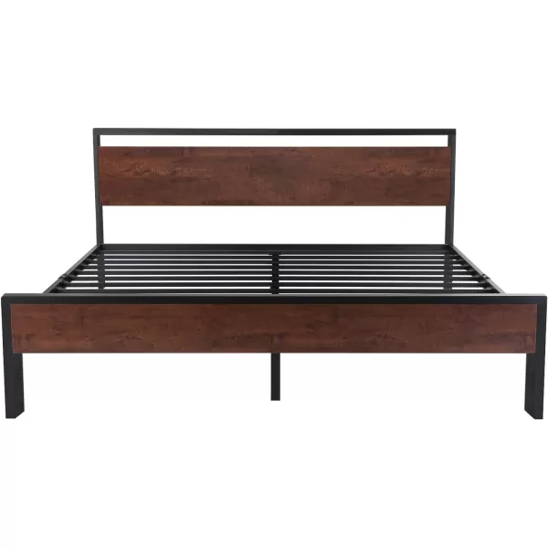 Allewie King Size Platform Bed Frame with Wooden Headboard and Footboard Heavy Duty 12 Metal Slats Support No Box Spring Needed Under Bed Storage NonSlip Without Noise Easy Assembly WalnutMahogany