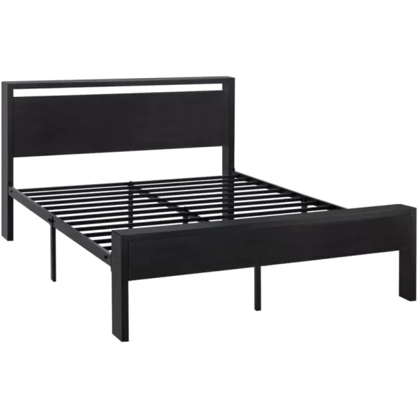 Allewie King Size Platform Bed Frame with Wooden Headboard and Footboard Heavy Duty 12 Metal Slats Support No Box Spring Needed Under Bed Storage NonSlip Without Noise Easy Assembly WalnutBlack Oak