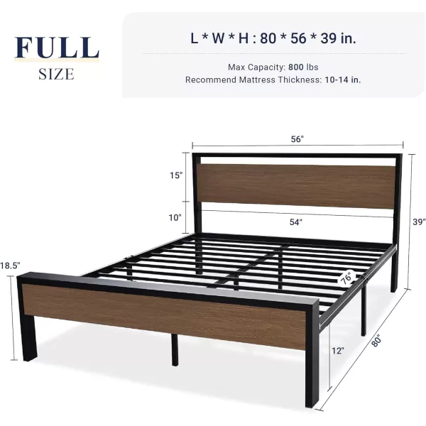 Allewie King Size Platform Bed Frame with Wooden Headboard and Footboard Heavy Duty 12 Metal Slats Support No Box Spring Needed Under Bed Storage NonSlip Without Noise Easy Assembly WalnutWalnut