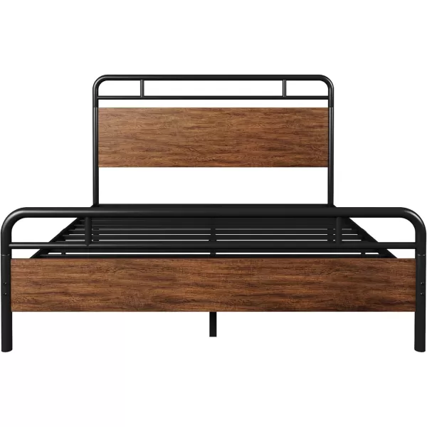 Allewie Full Size Platform Bed Frame with Wooden Headboard and Footboard Heavy Duty 13 Metal Slats Support Under Bed Storage No Box Spring Needed Noise Free Easy Assembly MahoganyWalnut