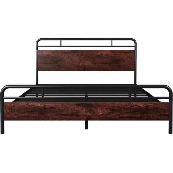 Allewie Full Size Platform Bed Frame with Wooden Headboard and Footboard Heavy Duty 13 Metal Slats Support Under Bed Storage No Box Spring Needed Noise Free Easy Assembly MahoganyMahogany