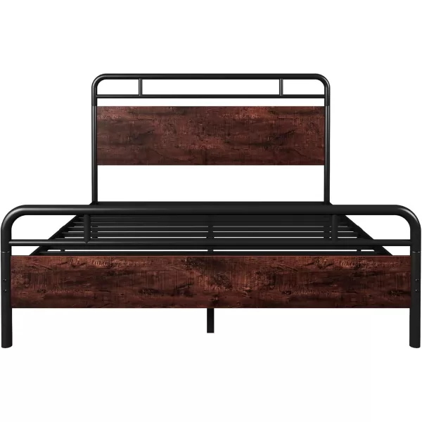 Allewie Full Size Platform Bed Frame with Wooden Headboard and Footboard Heavy Duty 13 Metal Slats Support Under Bed Storage No Box Spring Needed Noise Free Easy Assembly MahoganyMahogany