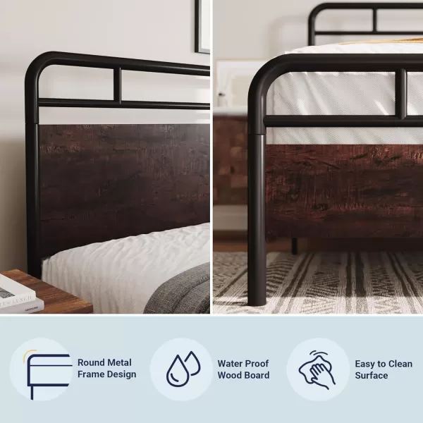 Allewie Full Size Platform Bed Frame with Wooden Headboard and Footboard Heavy Duty 13 Metal Slats Support Under Bed Storage No Box Spring Needed Noise Free Easy Assembly MahoganyMahogany