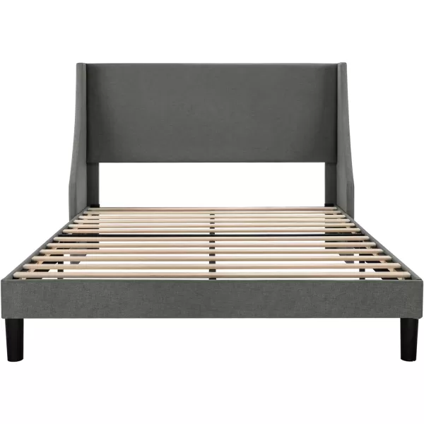 Allewie King Size Bed Frame Platform Bed Frame with Upholstered Headboard Modern Deluxe Wingback Wood Slat Support Mattress Foundation Peacock GreenDark Grey