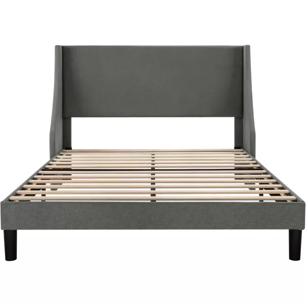 Allewie King Size Bed Frame Platform Bed Frame with Upholstered Headboard Modern Deluxe Wingback Wood Slat Support Mattress Foundation Peacock GreenLight Grey