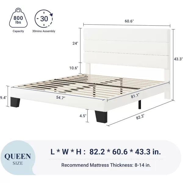 Allewie King Size Platform Bed Frame with Velvet Upholstered Headboard and Wooden Slats Support Fully Upholstered Mattress FoundationNo Box Spring NeededEasy Assembly BlackWhite