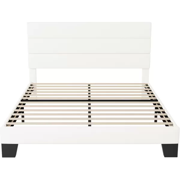 Allewie King Size Platform Bed Frame with Velvet Upholstered Headboard and Wooden Slats Support Fully Upholstered Mattress FoundationNo Box Spring NeededEasy Assembly BlackWhite