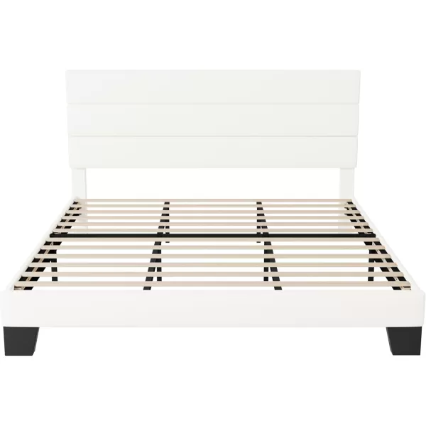 Allewie King Size Platform Bed Frame with Velvet Upholstered Headboard and Wooden Slats Support Fully Upholstered Mattress FoundationNo Box Spring NeededEasy Assembly BlackWhite