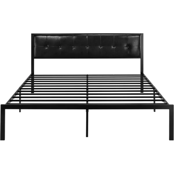 Allewie Queen Size Bed Frame Platform Bed Frame with Upholstered Headboard No Box Spring Needed Noise Free Easy AssemblyDark GreyBlack