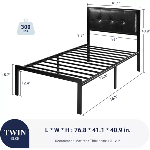 Allewie Queen Size Bed Frame Platform Bed Frame with Upholstered Headboard No Box Spring Needed Noise Free Easy AssemblyDark GreyBlack