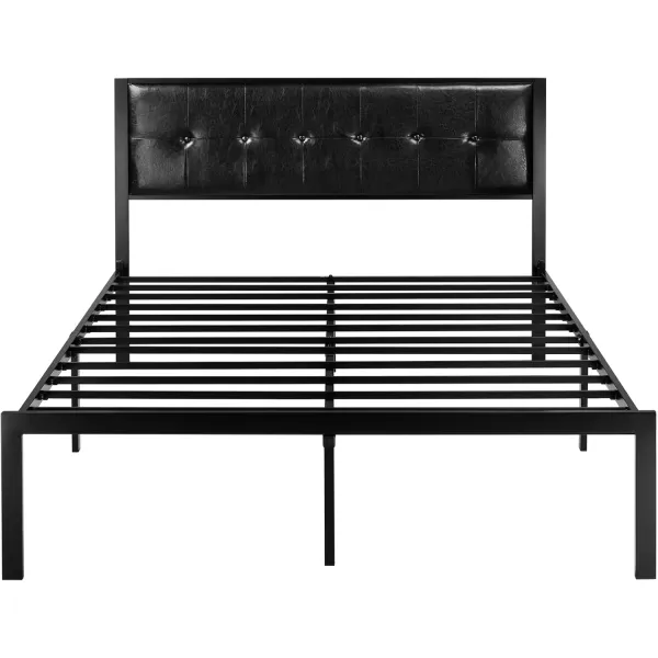 Allewie Queen Size Bed Frame Platform Bed Frame with Upholstered Headboard No Box Spring Needed Noise Free Easy AssemblyDark GreyBlack