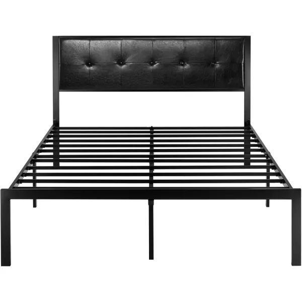 Allewie Queen Size Bed Frame Platform Bed Frame with Upholstered Headboard No Box Spring Needed Noise Free Easy AssemblyDark GreyBlack