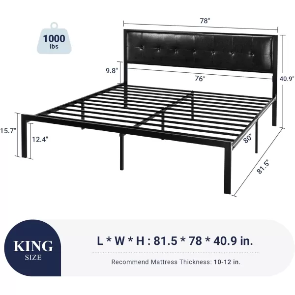 Allewie Queen Size Bed Frame Platform Bed Frame with Upholstered Headboard No Box Spring Needed Noise Free Easy AssemblyDark GreyBlack