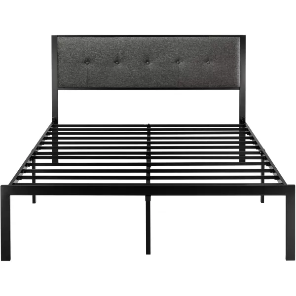 Allewie Queen Size Bed Frame Platform Bed Frame with Upholstered Headboard No Box Spring Needed Noise Free Easy AssemblyDark GreyDark Gray