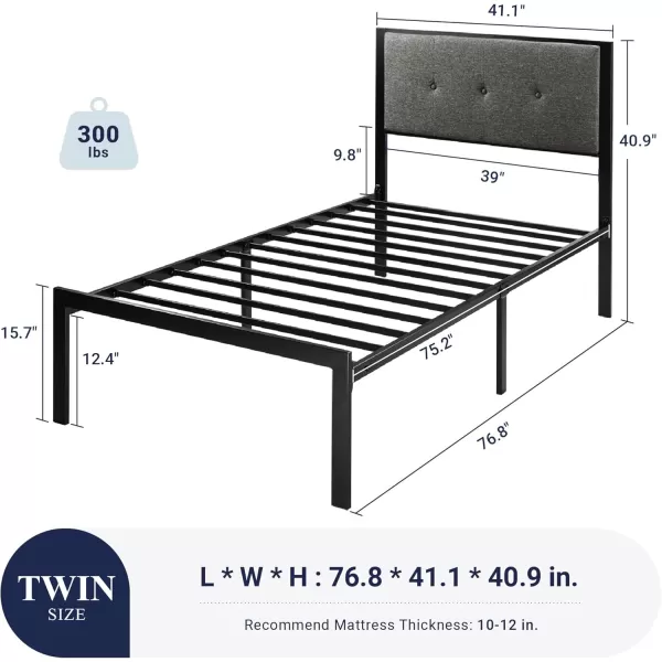 Allewie Queen Size Bed Frame Platform Bed Frame with Upholstered Headboard No Box Spring Needed Noise Free Easy AssemblyDark GreyDark Gray