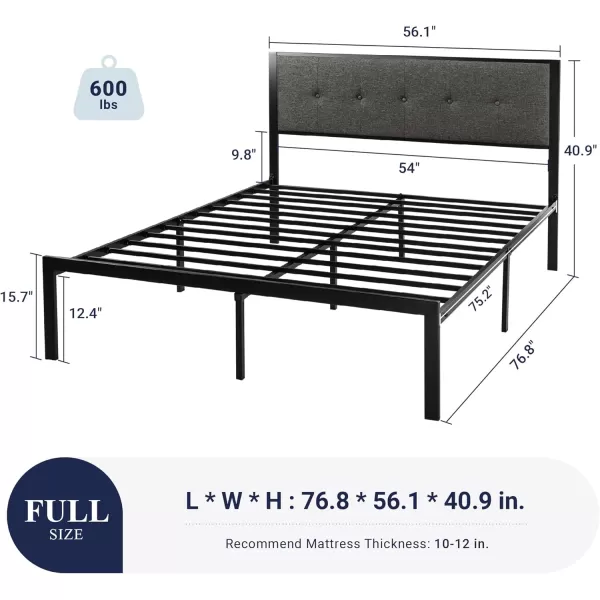 Allewie Queen Size Bed Frame Platform Bed Frame with Upholstered Headboard No Box Spring Needed Noise Free Easy AssemblyDark GreyDark Gray