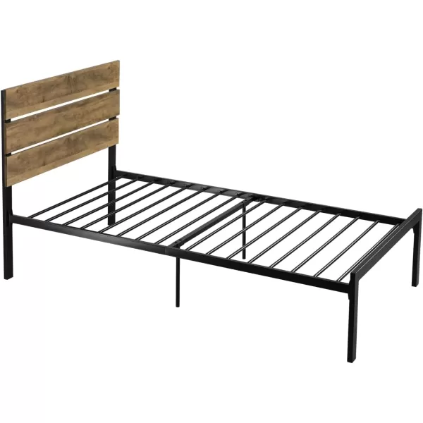 Allewie Queen Size Platform Bed Frame with Wooden Headboard and Metal SlatsRustic Country Style Mattress FoundationBox Spring OptionalStrong Metal Slats SupportEasy AssemblyLight BrownLight Brown