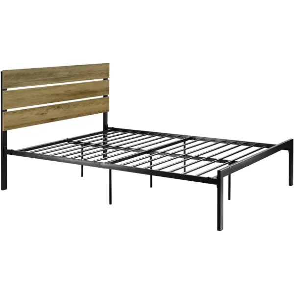 Allewie Queen Size Platform Bed Frame with Wooden Headboard and Metal SlatsRustic Country Style Mattress FoundationBox Spring OptionalStrong Metal Slats SupportEasy AssemblyLight BrownLight Brown