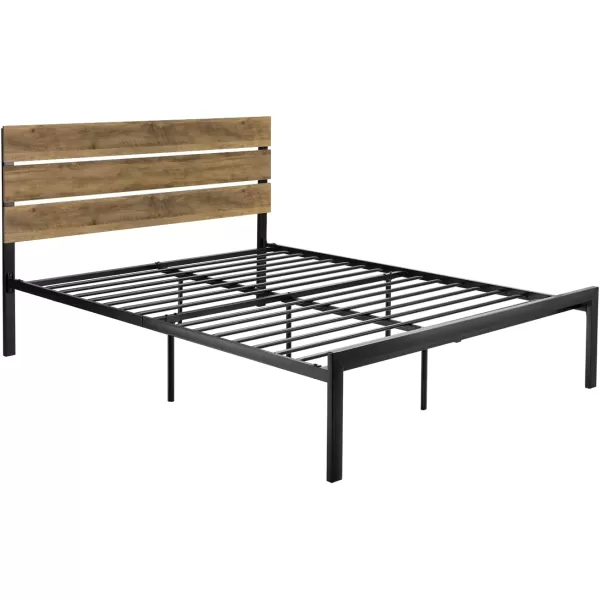 Allewie Queen Size Platform Bed Frame with Wooden Headboard and Metal SlatsRustic Country Style Mattress FoundationBox Spring OptionalStrong Metal Slats SupportEasy AssemblyLight BrownLight Brown