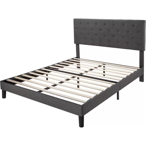 Allewie King Bed Frame with Adjustable HeadboardDiamond Stitched Button TuftedFabric Upholstered Platform Bed FrameWood Slat SupportNo Box Spring NeededEasy Assembly Dark GreyDark Grey