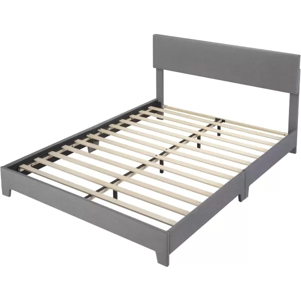 Allewie King Size Bed Frame with Adjustable Headboard Upholstered Platform Bed with Wood Slats Heavy Duty Mattress Foundation No Box Spring Needed NoiseFree Easy Assembly Dark GreyLight Grey